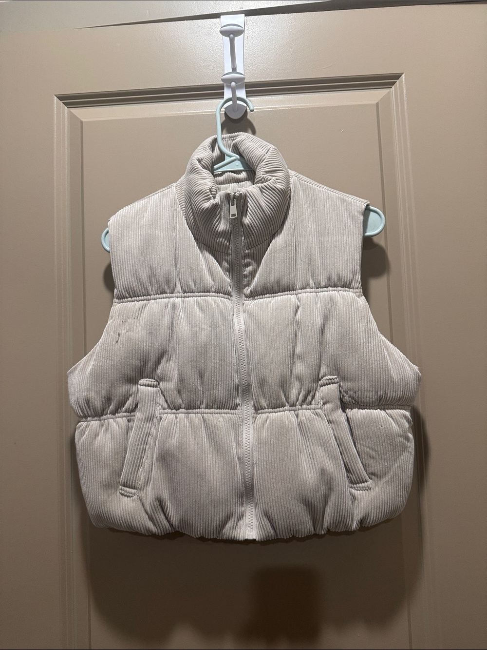 Love Tree Cream Corduroy Puffer Vest